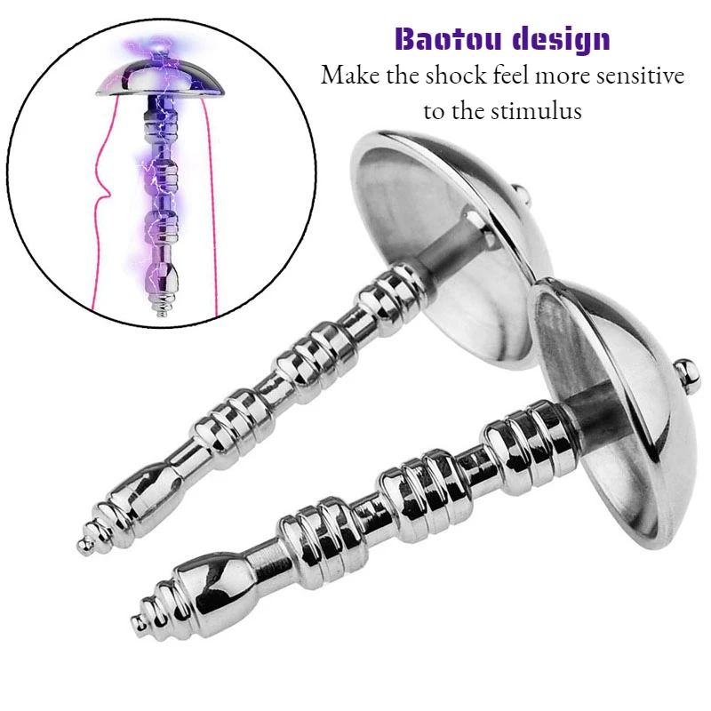 Stainless Steel Electric Shock Urethral Plug 6/8MM Urethral Sound Stimulator BDSM Adult Estim Penis Plugs Erotic Sex Toy for Men