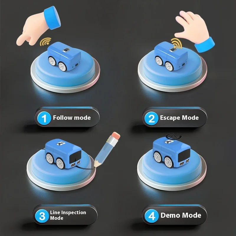 Intelligente Fernbedienung Sensor Auto Mini Geste Nach Kleinen Bus Automatische Vermeidung Patrouille Linie Fahren Desktop Kinder