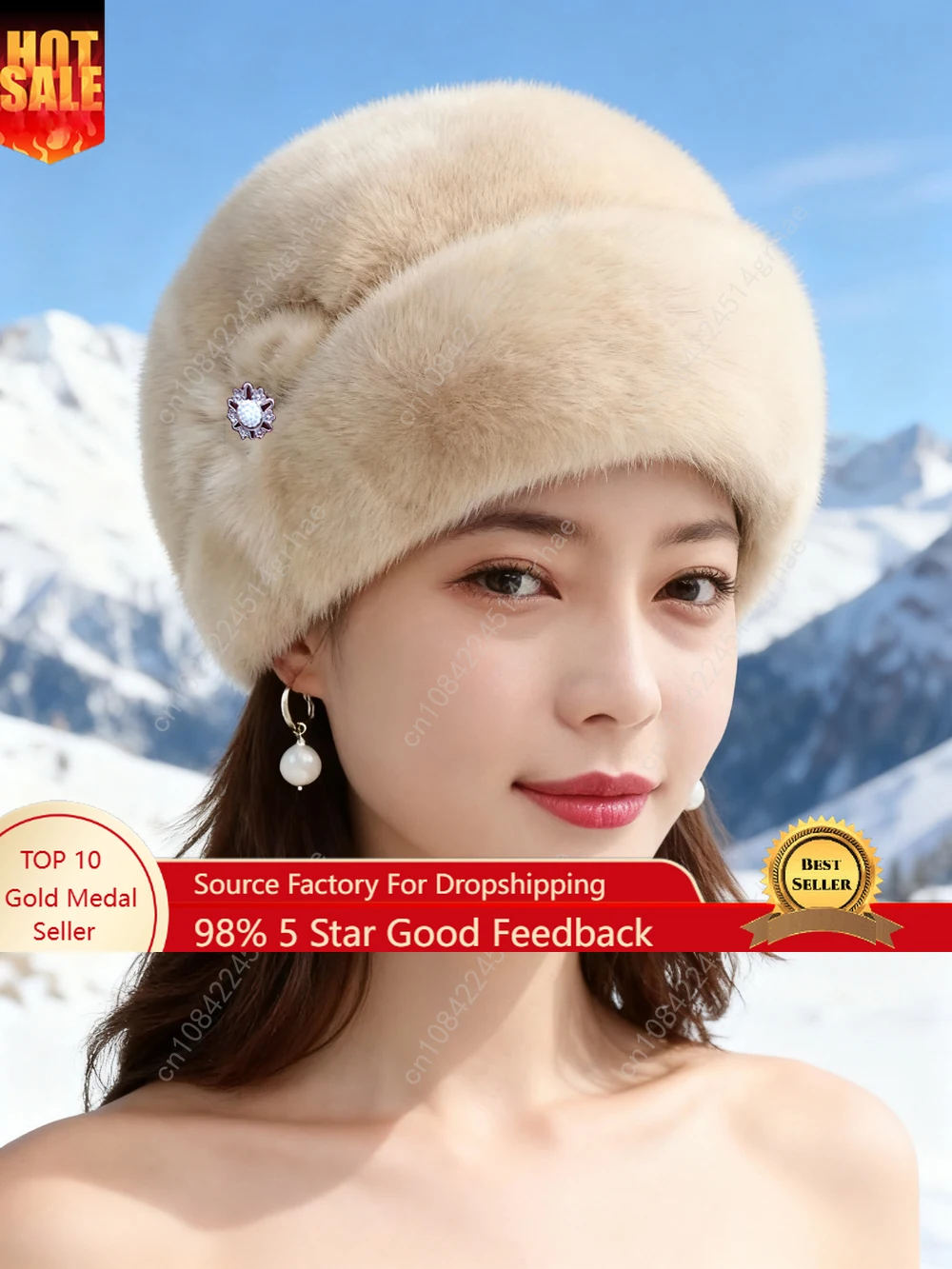 

A lightweight and warm fur coat accessory for women's winter faux fur hat (gray/black/beige/red/khaki) for Christmas Eve, Christ