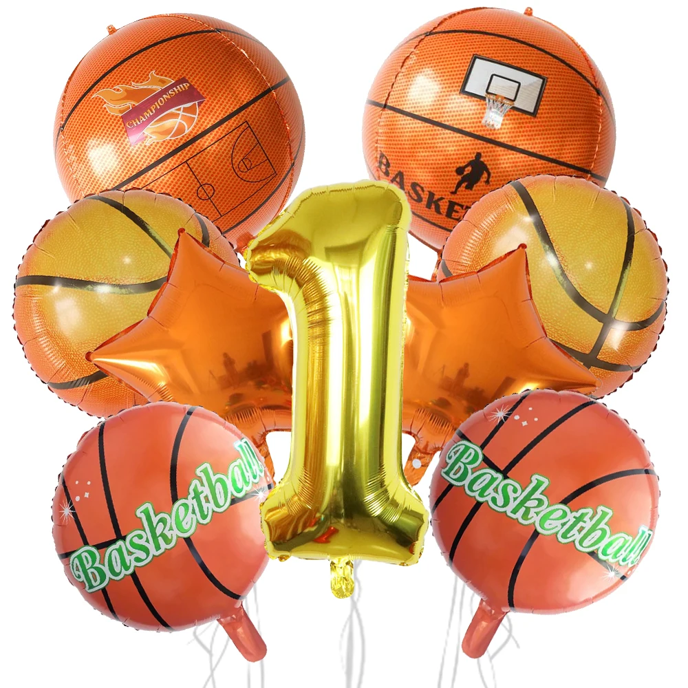 Conjunto de balões de basquete, 9 peças, filme de alumínio digital, balão, esportes, suprimentos para festa de basquete, decoração de festa de aniversário
