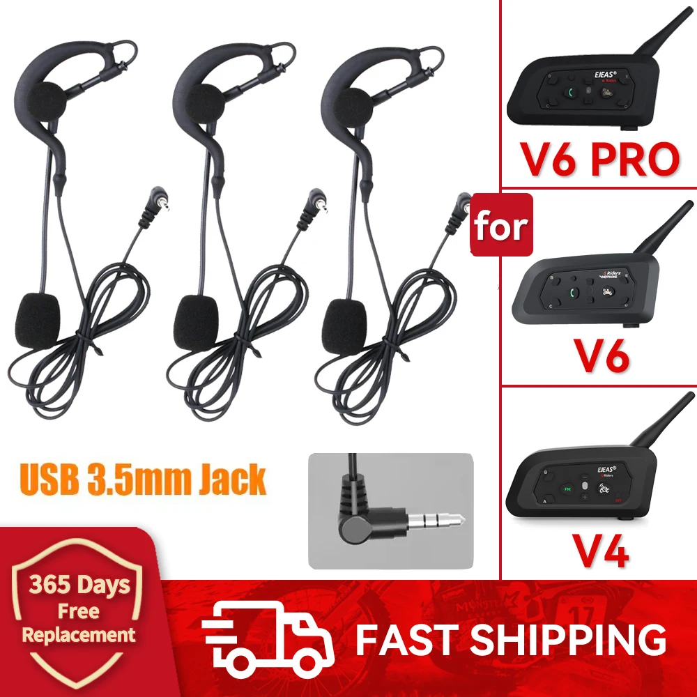 

1/10PCS 3.5MM Referee Ear-mounted Earphones Support EJEAS V6C/V4C Intercom Headset Referee Earphones Helmet Headset Aaccessories