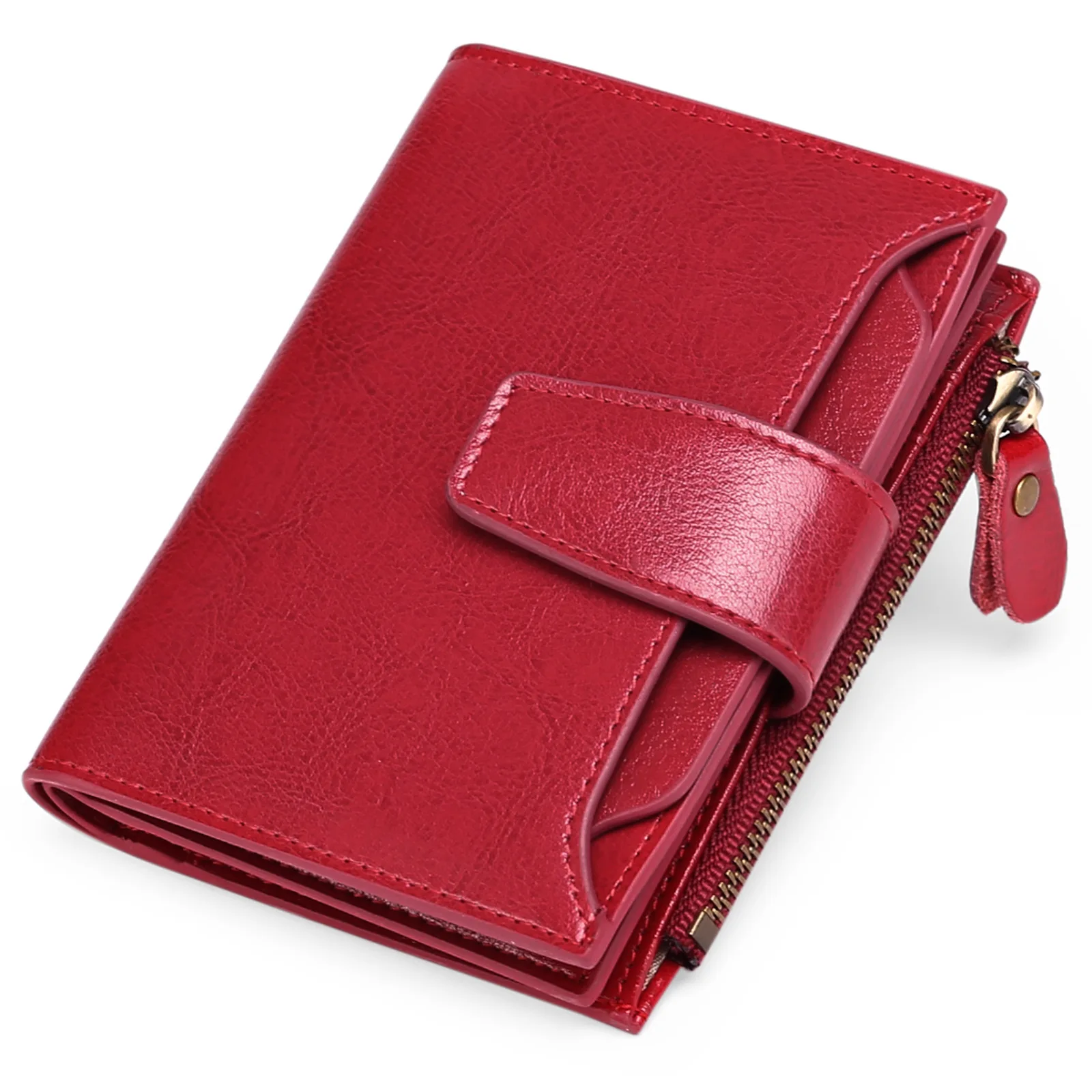 Fashion Small Wallet for Women Genuine Leather Bifold Compact RFID Blocking Women's Wallet ID Credit Card Holder Coin Case