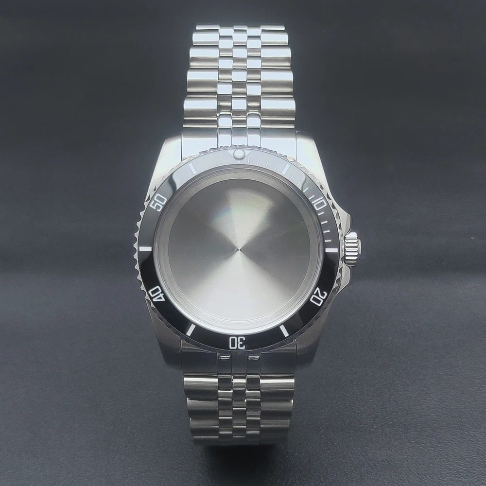 Neiton 36mm Silver Sterile Watch Case Jubilee Strap Sapphire Glass Fit NH35 NH36 NH34 Movement