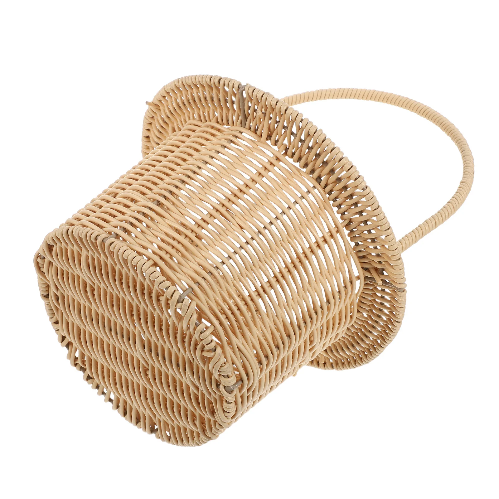 

Imitation Wicker Rattan Flower With Handle Rustic Wedding Ceremony Garden Party Decor Picnic Harvest Fruit Picking Basket