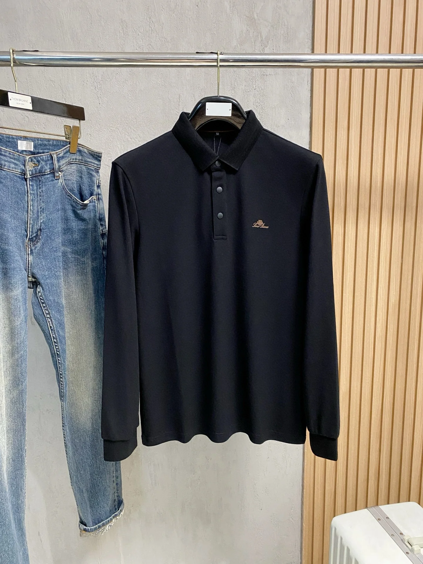 

Осень-зима мужские irt Long Sve Slim Fit с воротником с принтом Busin для поездок на работу дышащий хлопок Faion универсальный LP Sle