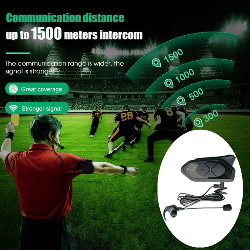 NOECI-Casque d'interphone d'arbitre de football GC4C, BT5.1 pour 4 arbitres, 1500m, Full Duplex, soigneusement King, système de conférence de football