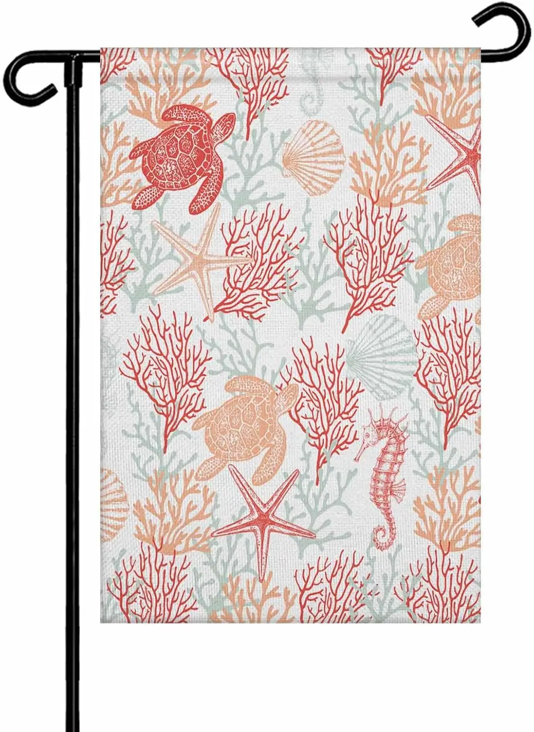 Coastal Coral Garden Flag 12x18 Double Sided for All Seasons Decorative Welcome Yard Flags for Outside Halloween Thanksgiving Ch