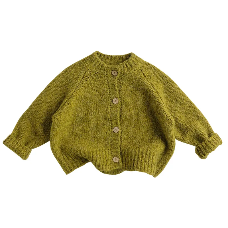 Autumn New Children Long Sleeve Knit Coat Solid Baby Girl Thick Warm Sweater Cardigan Kids Boys Knitted Jacket Toddler Clothes