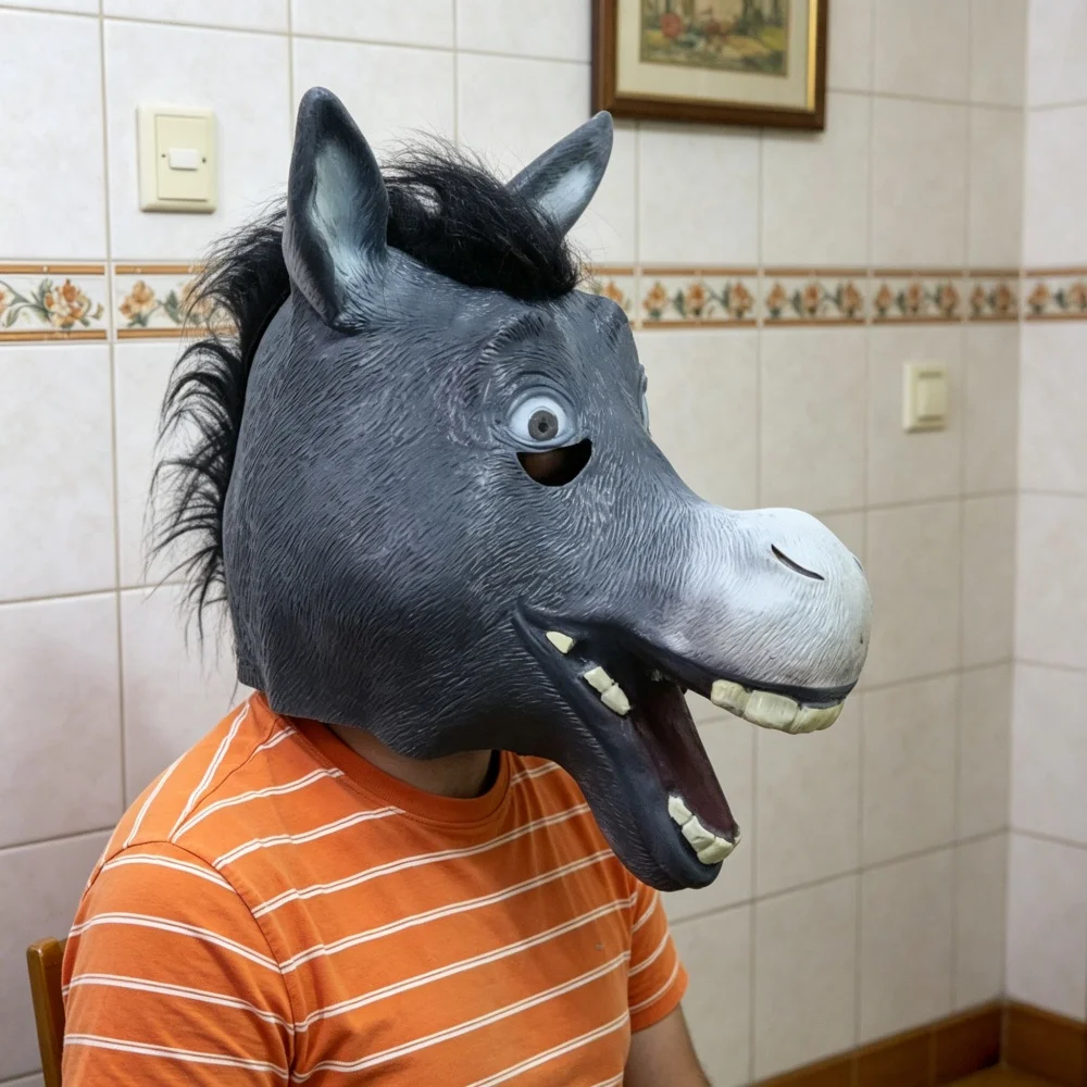 Realistic Donkey Head Mask For Man Funny  Animal Headgear For Halloween Farm Theme Cosplay Carnival Costume Props