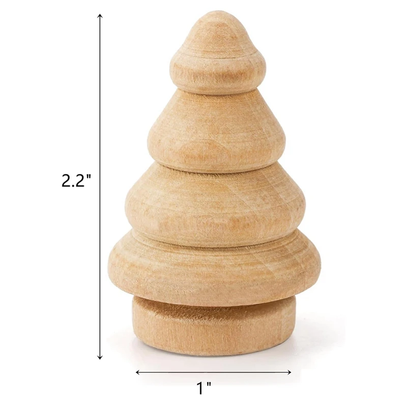 30 Pack Onafgewerkte Houten Kerstboom Natuurlijke Houten Miniatuur Boom Blanco Houten Pin Poppen Voor Diy Arts Crafts