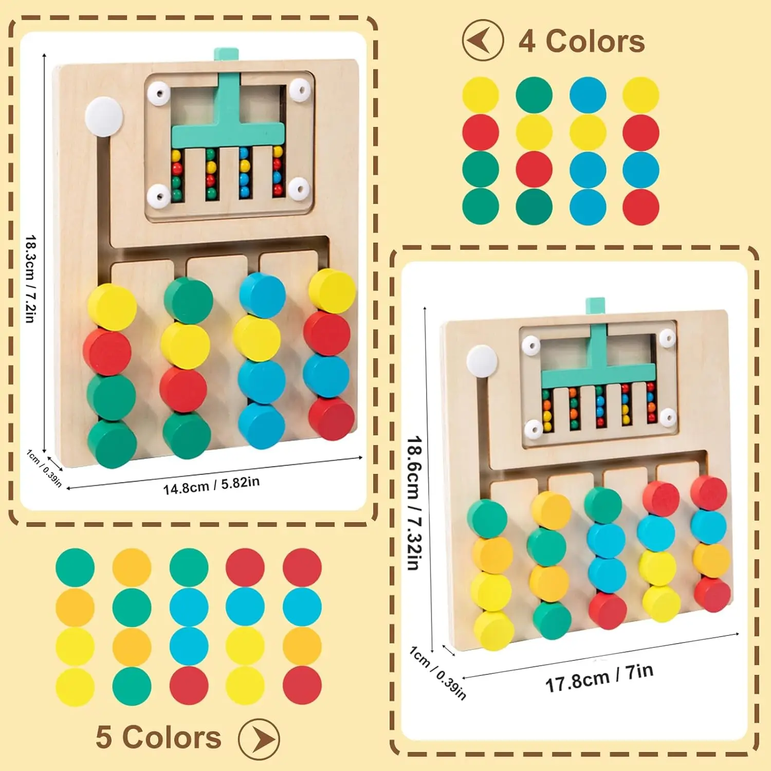 Montessori Wooden Color Matching Puzzles Preschool Learning Toys Matching Brain Teasers Logic Game for kids 3 4 5 6 7 Years Old