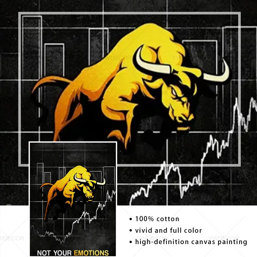 Abstract Bull Market Wall Street Power Bearish And Bullish Canvas Wall Art Decor Posters Print Wall Art Office Home Decor Gift