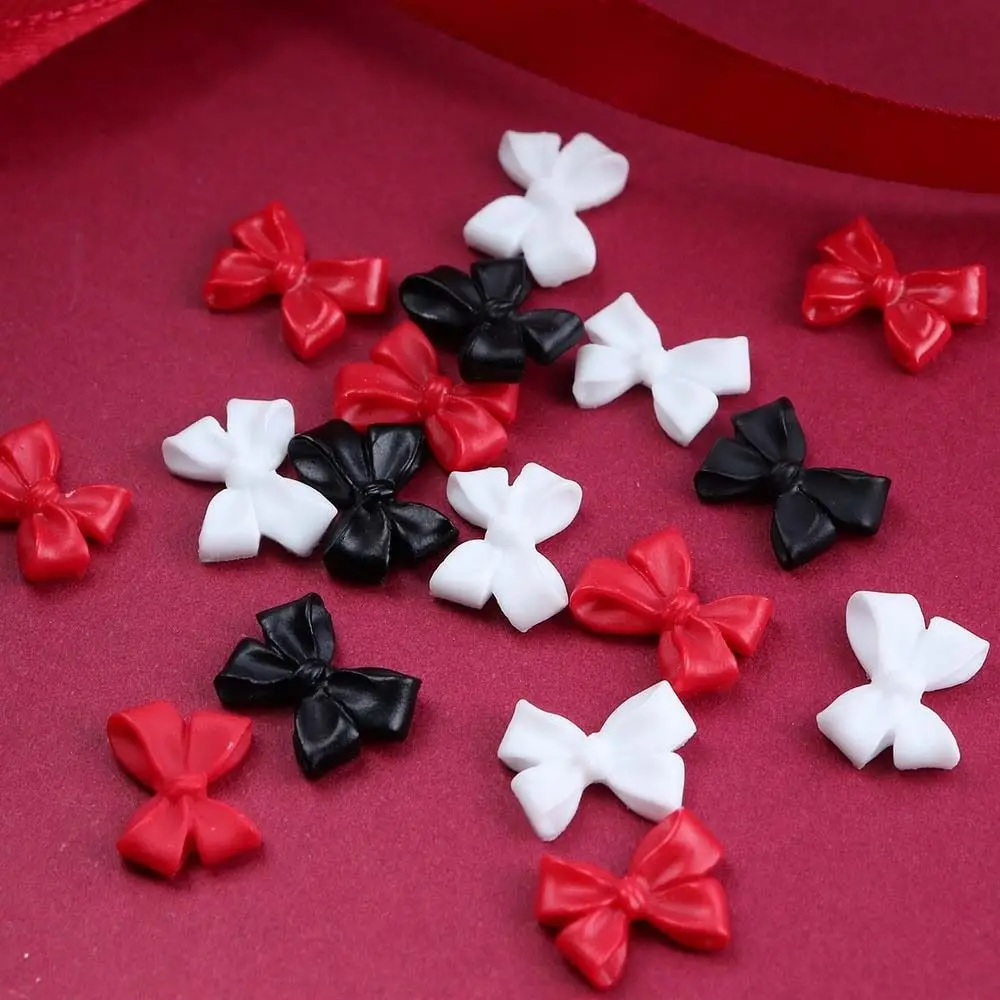 DIY Nail Charms Bow Nail Decorations White Red Black Nail Art Supplies Bowknot Nail Accessories Resin Nail Accessories