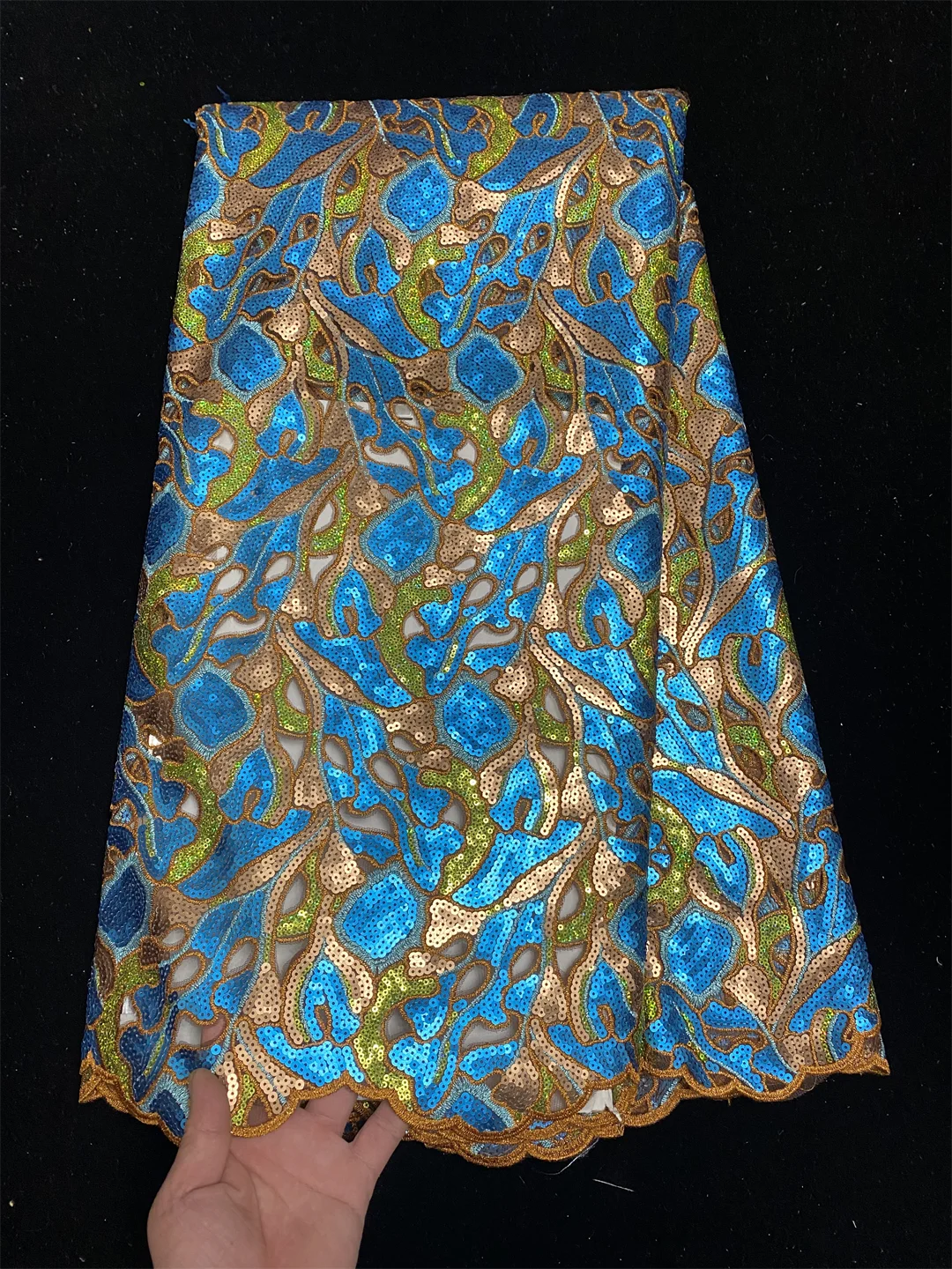 

High Quality 2025 African Nigerian Guipure Embroidery Organza Tulle Lace Fabric Party Gown Dress Sequins Wedding 5Yard