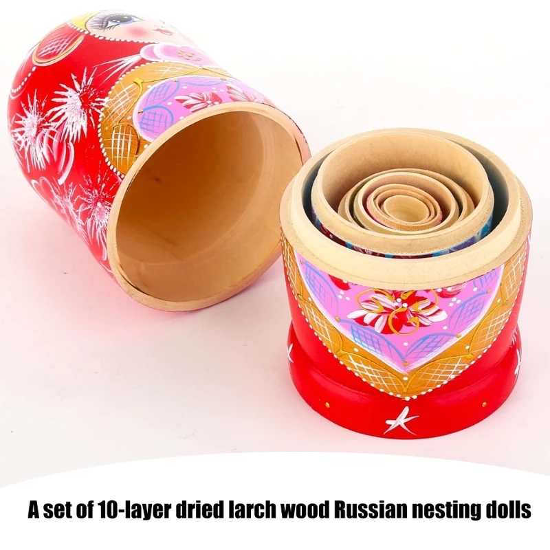 Matryoshka Russian Nesting Doll Nesting Dolls Russian Hand Painted 10 Layer Wooden Toy Space Saving Kids Entertainment