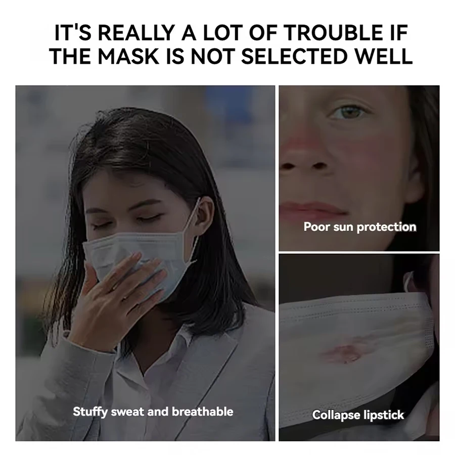 قناع الشمس الصيفي بعامل حماية من الأشعة فوق البنفسجية 50+، زاوية حماية العين للنساء في الهواء الطلق، تصميم أنيق للأشعة فوق البنفسجية وجيد التهوية، قناع حريري ثلجي معزز للحماية من الشمس