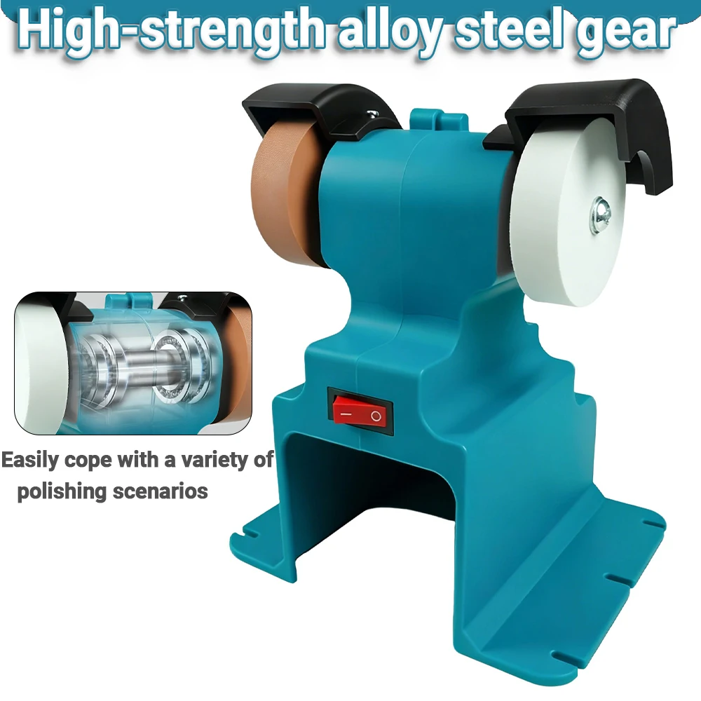 

Беспроводная электрическая настольная шлифовальная машина 200 Вт, двойная шлифовальная машина для полировки и заточки ножей, совместимая с аккумулятором Makita 18 В