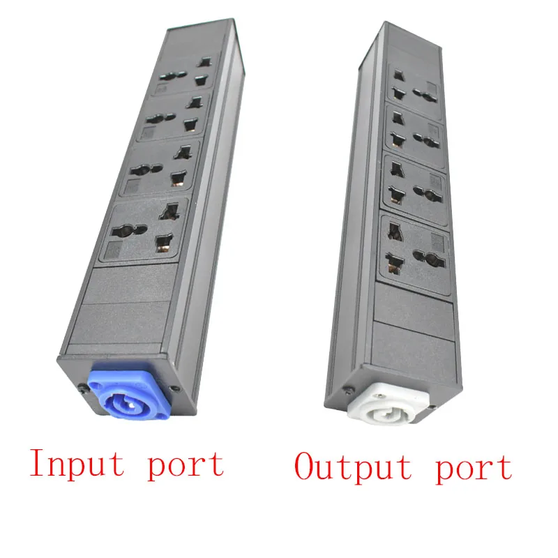 4AC 10A Universal Socket PDU Power Strips Schuko Powerlink Box Power Amplifier Audio 3P Aviation Plug US AU EU UK Israel Plug