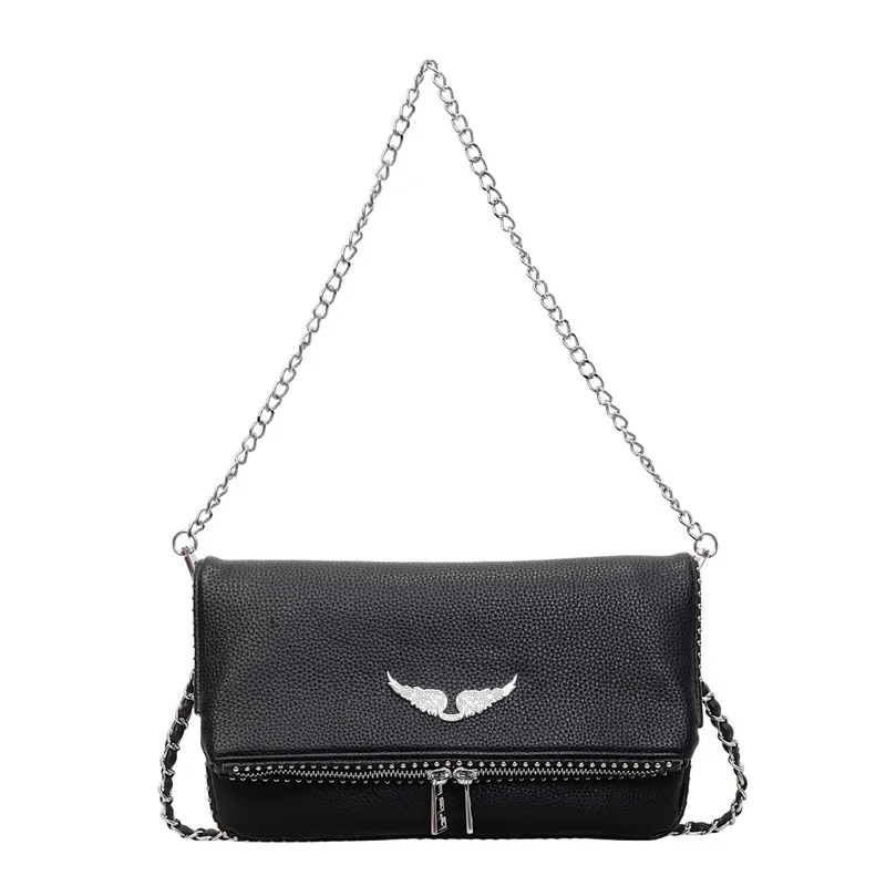 2026 Golden Classic Wing Design Small Square Bag, European American Fashion Versatile Underarm Bag, Women Single Shoulder Crossb