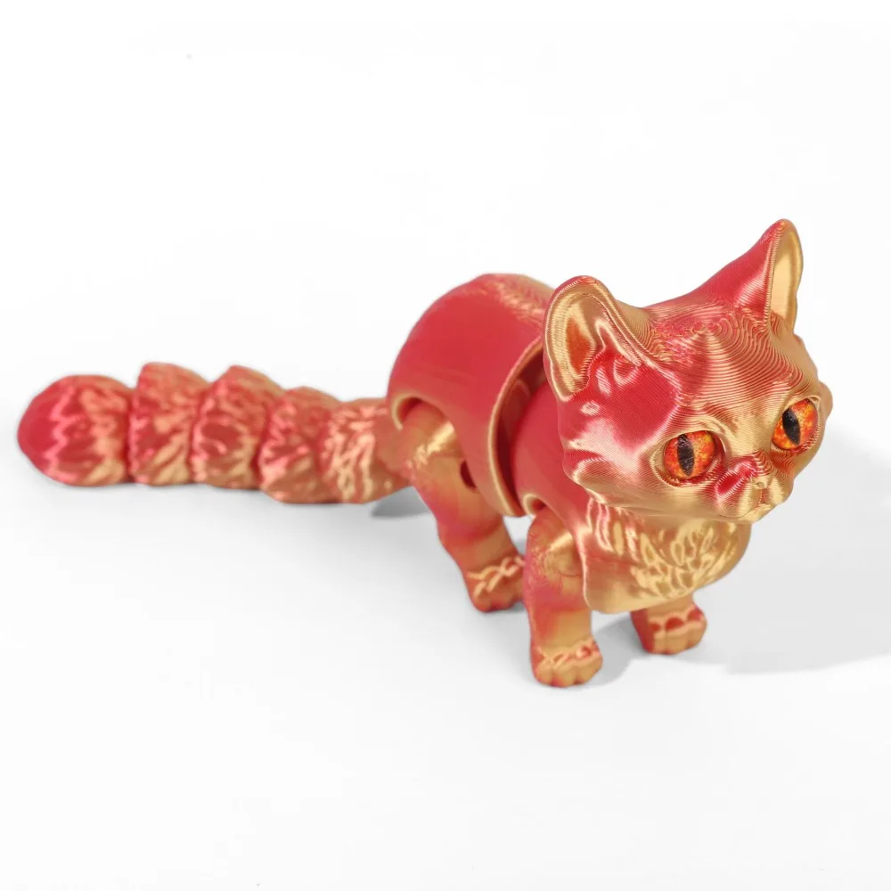 

Big Eyes 3D Printed Cat Model Plastic Material Realistic Design Articulated Cats Doll Creative Sculpture Cute Style