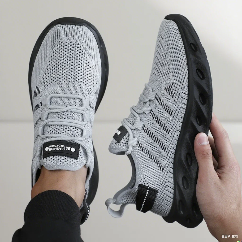 Men's Thick Soled Sports Shoes for Spring and Summer Women's Breathable and Shock-absorbing Fashionable Running Shoes Bare Foot