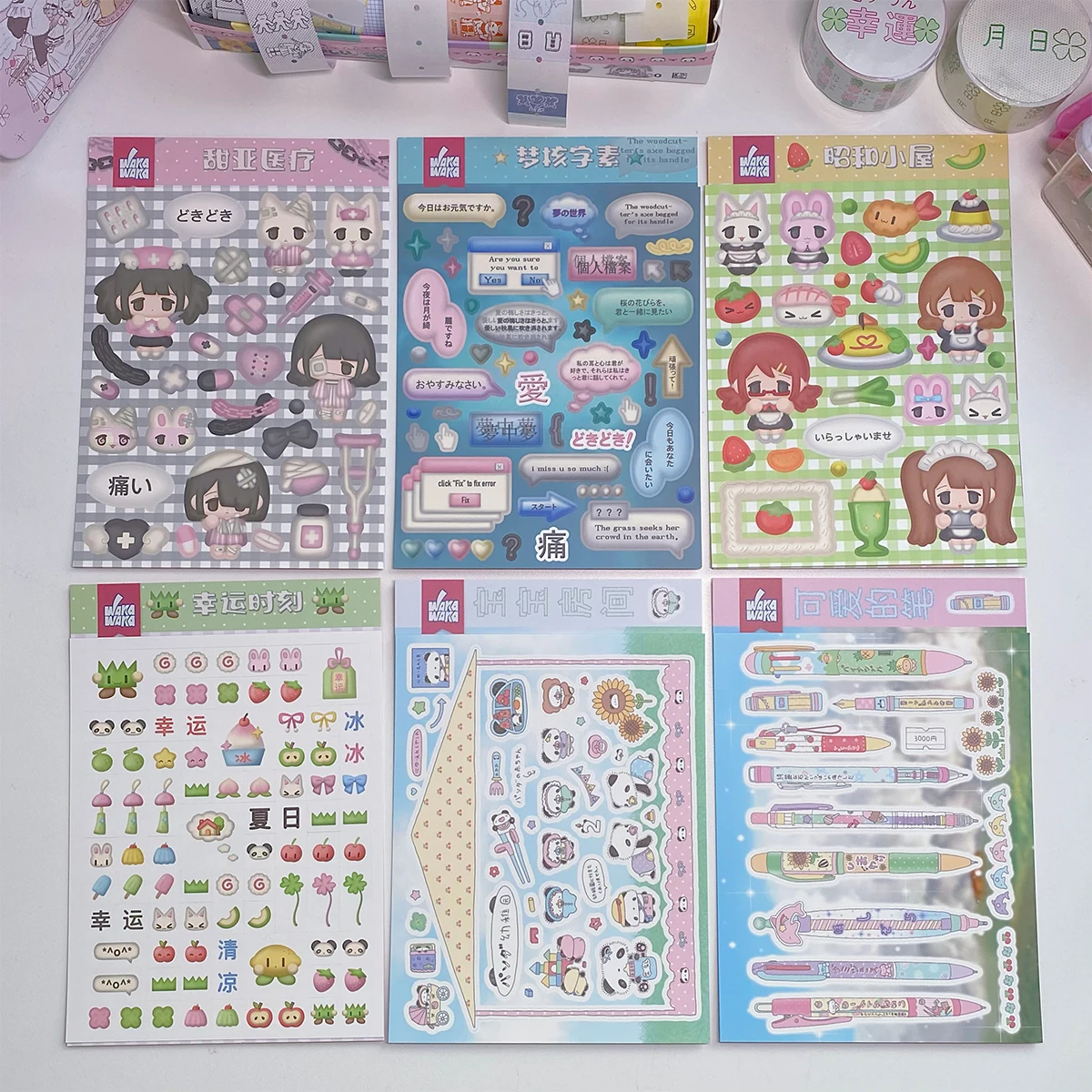 Kawaii Sticker Scrapbook Stationery Decorative Material Sticker Cute Decal Stickers for Journal Planner DIY Phone Laptop