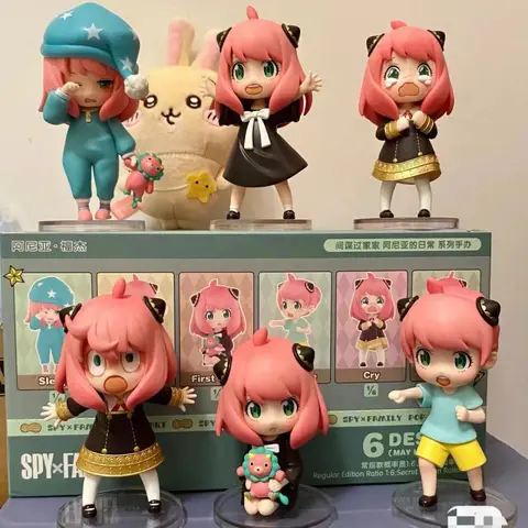 Caixa cega Spy x Family Anya Forger – Conjunto de figuras misteriosas Kawaii, decoração de mesa colecionável fofa e presente de aniversário para crianças