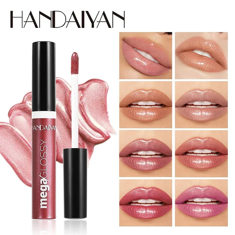 Perłowy lustrzany błyszczyk do ust Nude Sexy Plumper Glitter Red Nude Lipstick Liquid Cream Waterproof Moisturize Lip Oil Tint Makeup