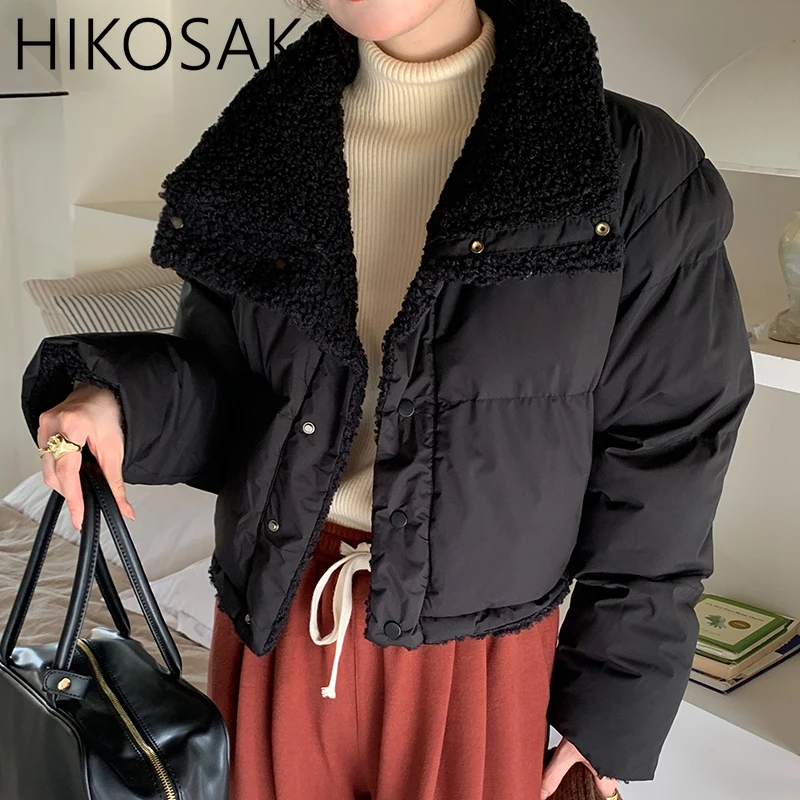 Korean Chic New Winter Warm Parkas Stand Collar Reversible Casual Coats Single Breasted Loose Short Jackets 2024 New Outwears