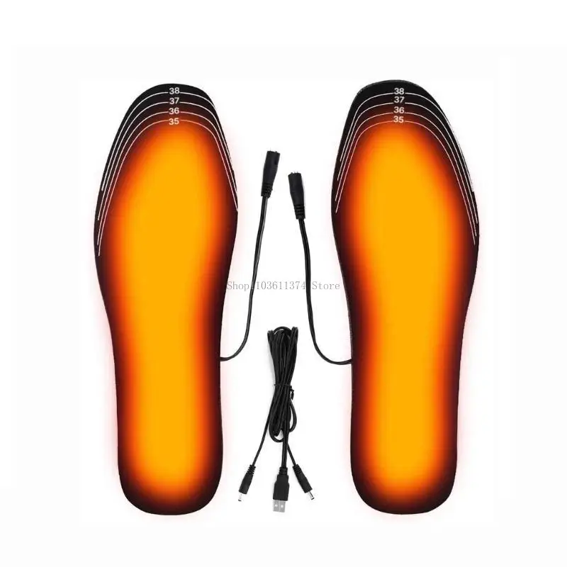 1 Pair USB Electric Heated Insoles Foot Warmers Customizable Thermostat Warm Shoes Insole for Winter Ski Motorcycle Men Women