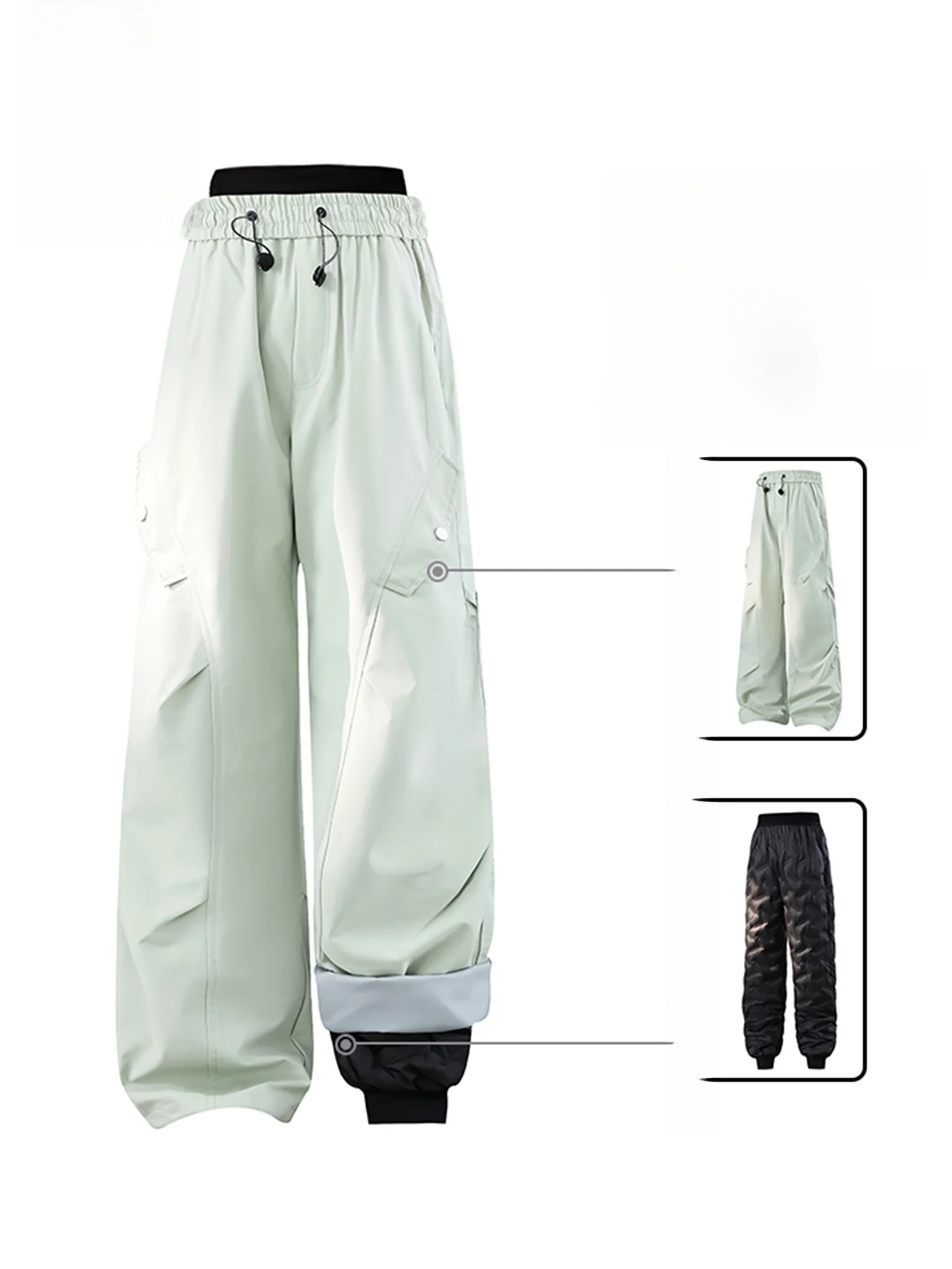 

PaulFrank Winter Casual Pants Men's Loose Fit Thermal Workwear Tee-in-One American Sle Polyester Fiber Straight Leg Trousers