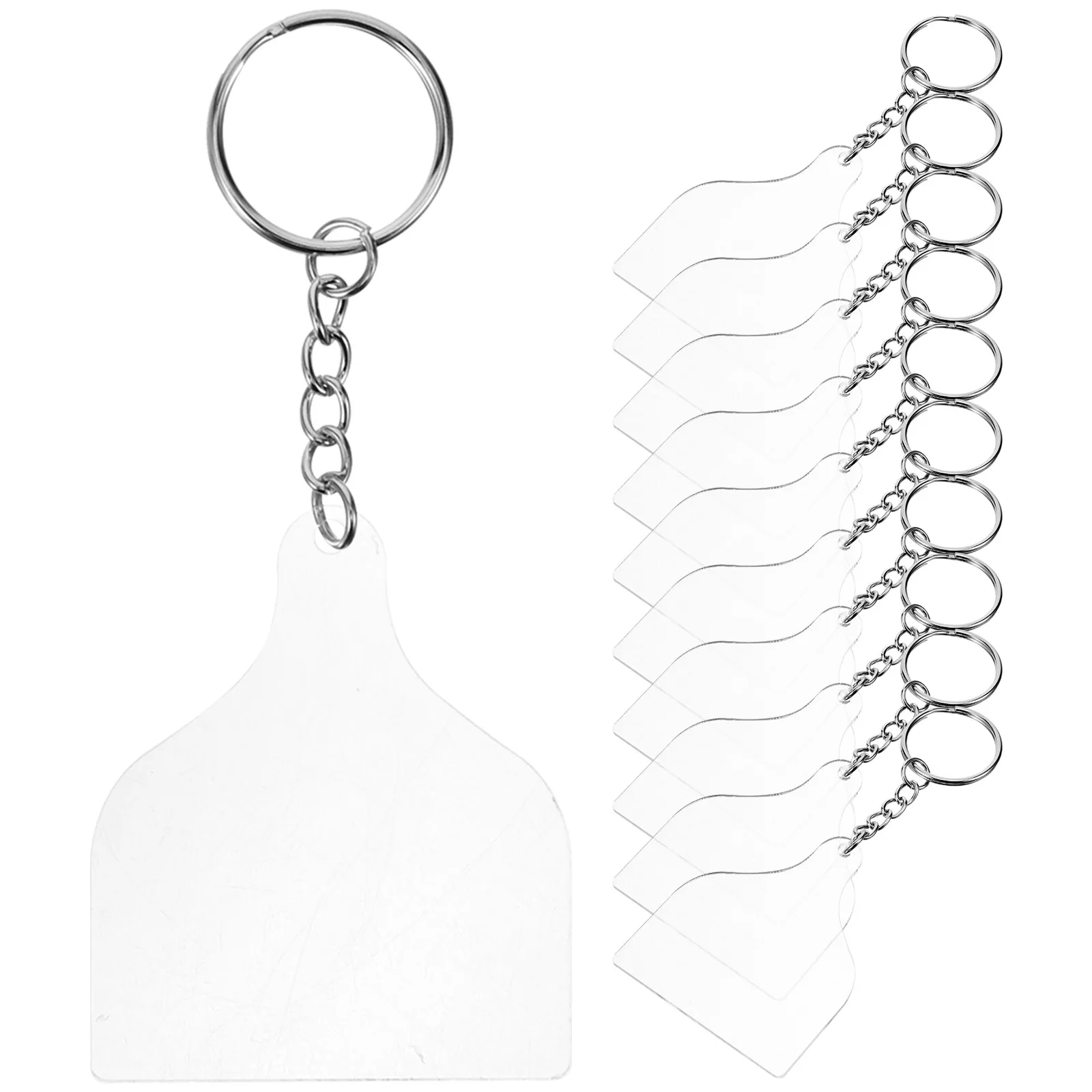 

30 Sets Acrylic Blank Board Keychain Sublimation Blanks Engravable Keychains Keyring Bulk Rings Diy Label Plain for Crafts