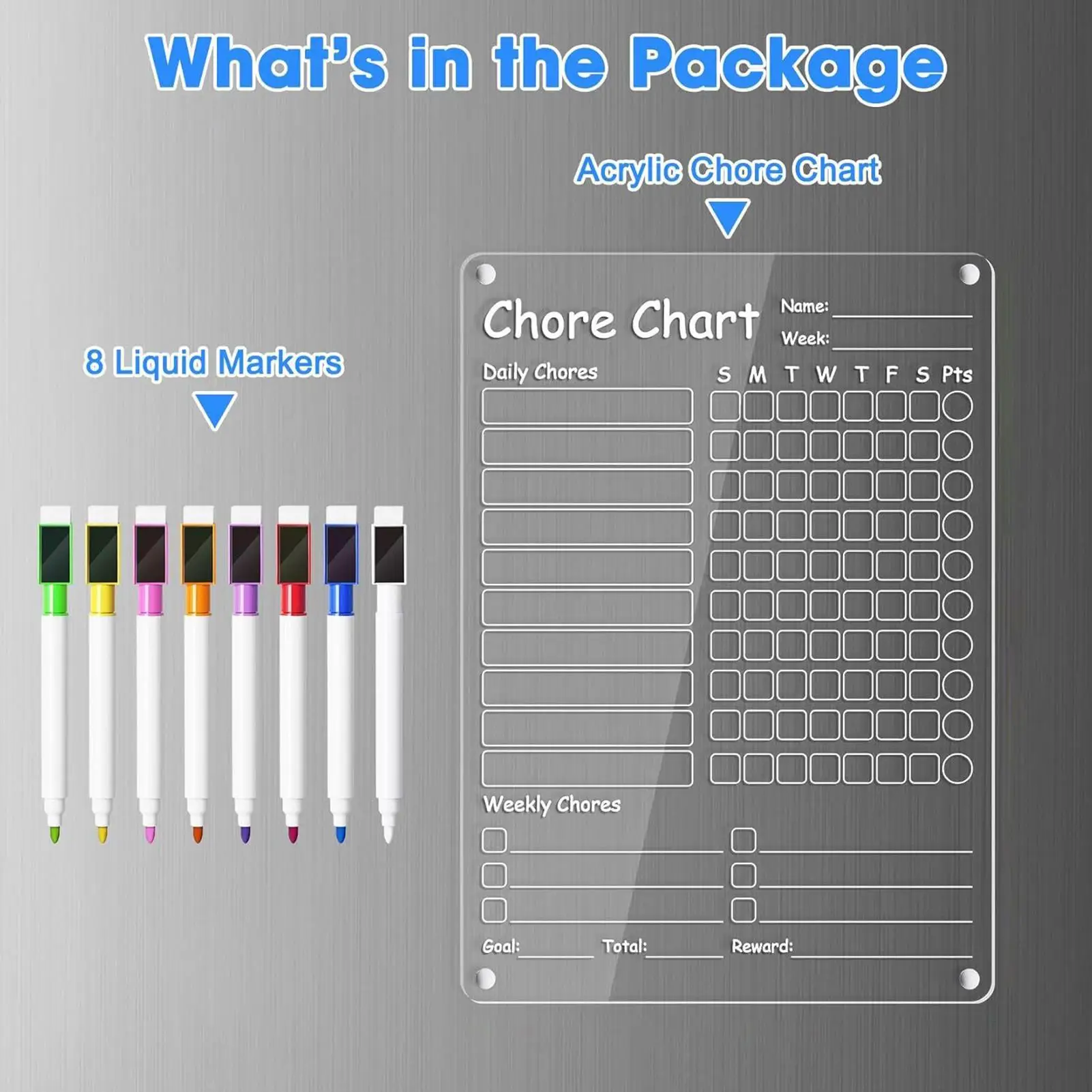 مخطط المهام الاكريليك اليومي الأسبوعي مكافأة مسؤولية الرسم البياني قابل للمسح مخطط لوحة مغناطيسية للمنزل أطفال الأطفال روتين