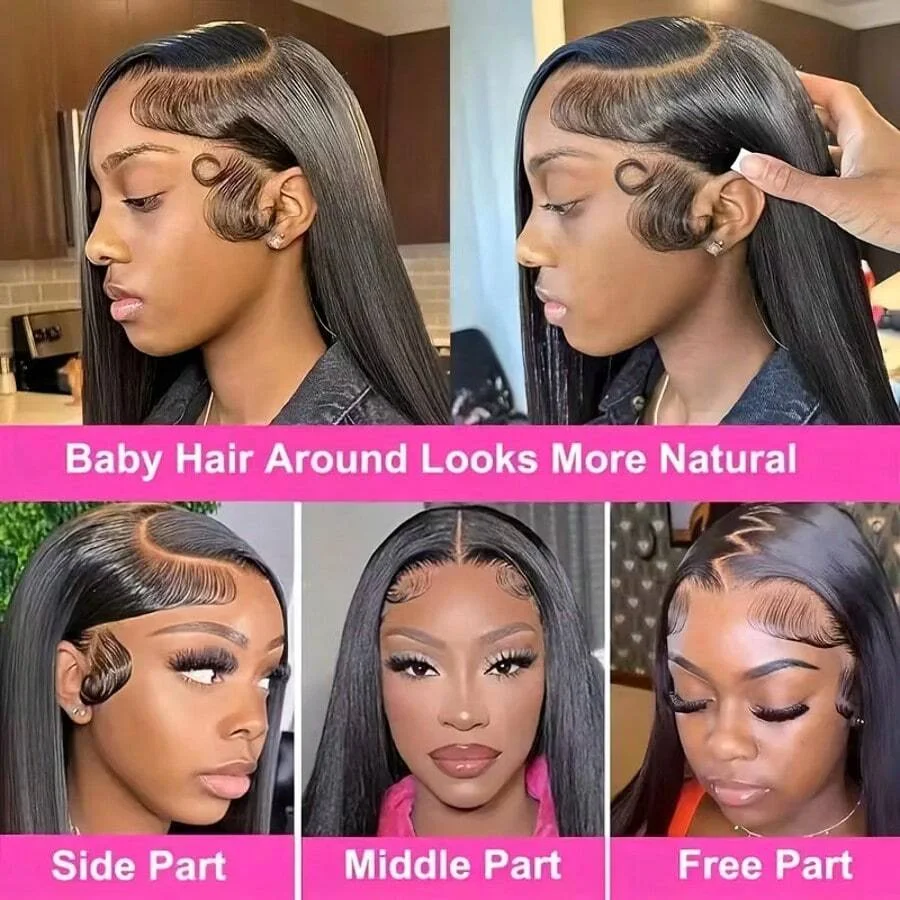 13x4 13x6 Hd Bone Straight Transparent Lace Front Wig Human Hair 40 Inch Pre Plucked Lace Frontal Wigs 250 Density