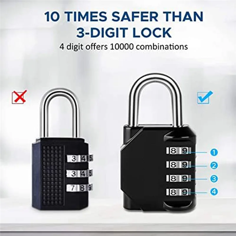 2Pcs 4-Digit Combination Padlock For Sports Lockers, Fences, Tool Boxes And Buckle Cabinets Durable