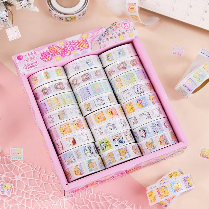 24pcs-lot-kawaii-cat-bear-capybara-animal-tape-sticker-cute-decorative-stationery-diy-sticker-scrapbooking-wholesale-stick-label