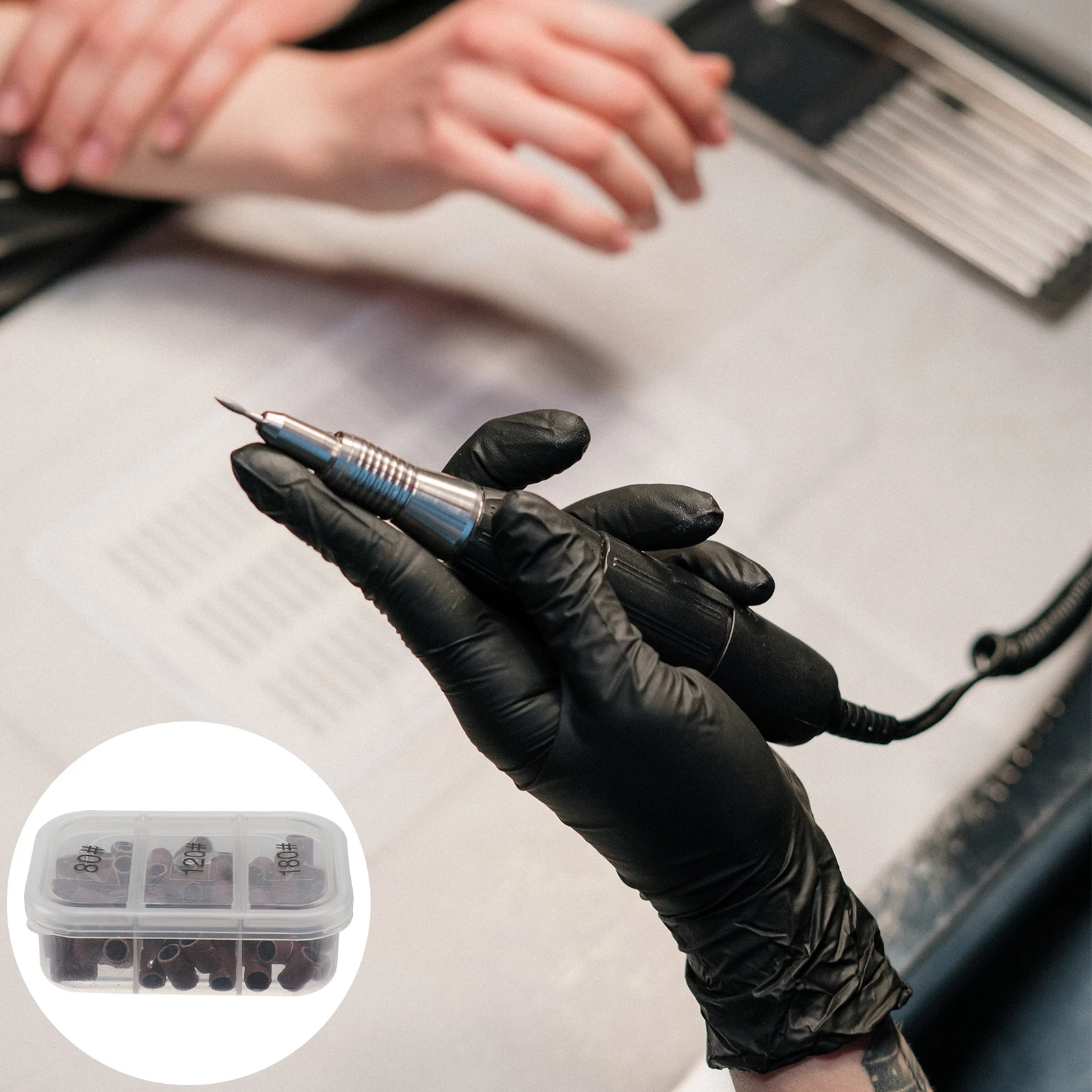 1 صندوق الرملي العصابات قسط مانيكير طحن رؤساء لإزالة طلاء الأظافر دائم مسمار الفن تلميع أداة التبعي #5