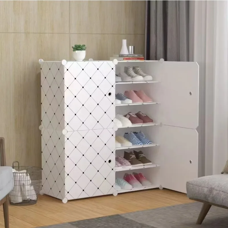 

Складная пластиковая полка для обуви на 4 двери, вместимостью до 24 пар, органайзер-шкаф для гостиной, школы или квартиры