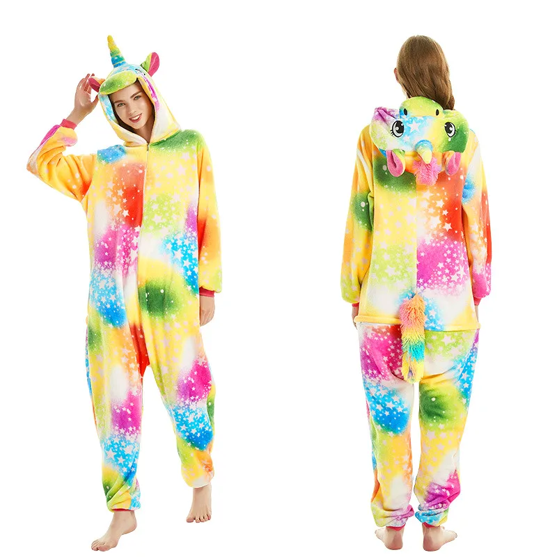 Adult Animal Onesies Women Men Sleepwear Unisex Kigurumi All in One Pyjamas Animal Suits Cosplay Unicorn Fox Garments Pajamas