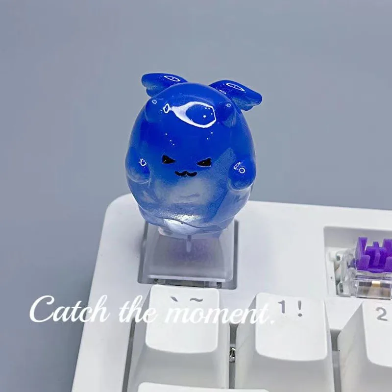 Light Transmitting Elf Mechanical Keyboard Key Cap Blue Ghost R4 ESC Boy Punk Single Button Cross Shaft Key Cap