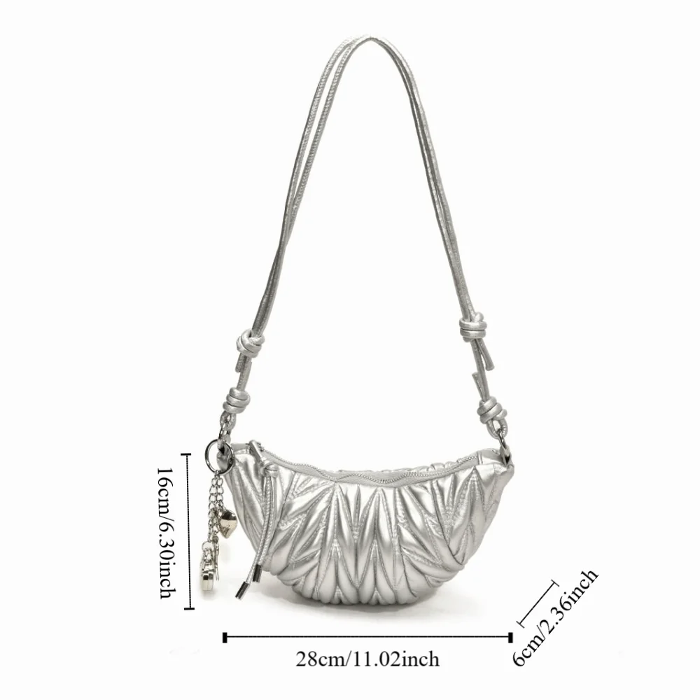 حقيبة كروسبودي حقيبة كتف كرواسون مع قلادة براون بولي Dumplings حقيبة بلون الكورية نمط فاسق حقائب اليد للأطفال #5