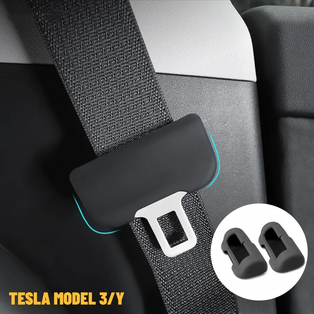 Car Seat Belt Anti Scratch Protector Seatbelt Buckle Cover Soft Silicone Collision Accessries For Tesla Model 3 Y 2022 2023 2024