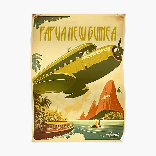 Papua New Guinea Plane Vintage Travel Ar  Poster Home Print Funny Art Modern Vintage Mural Painting Decor Wall Picture No Frame