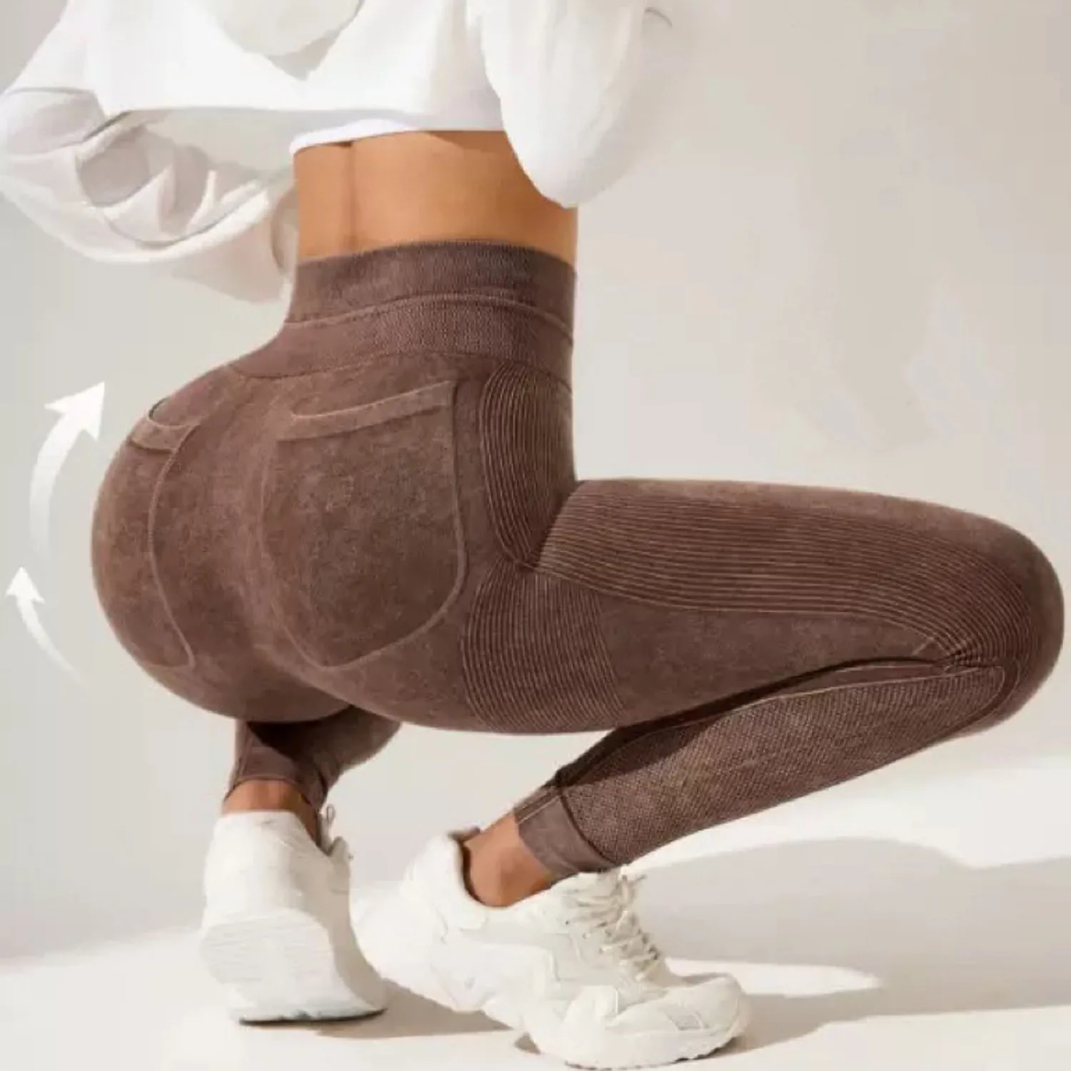 Dames Gymleggings met zakken Elastische fitness Atletische training Yogabroeken Oefening Leggins Outdoor Sportleggings