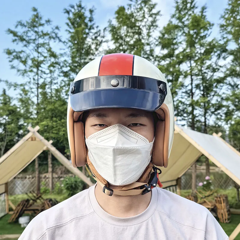 

New Retro Helmet Motorcycle Helmet Winter Three-quarters Men's Cruise American Retro Helmet Three-quarters