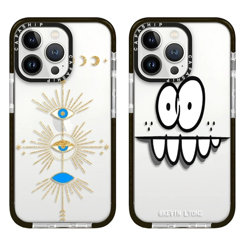 Eyes Arrow Cartoon Grin Teeth Pattern Case For iPhone 15 14 13 12 11 Pro X XS XR Max 7 8 Plus SE Soft TPU Shockproof Back Cover