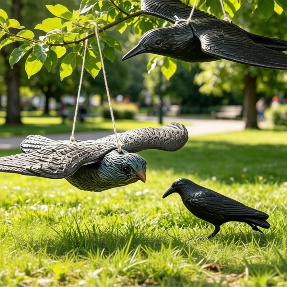 Artificial Bird Decoy Garden Pest Deterrent Outdoor Decorative Statue Lifelike Crow Pigeon Ornament Shooting Practice