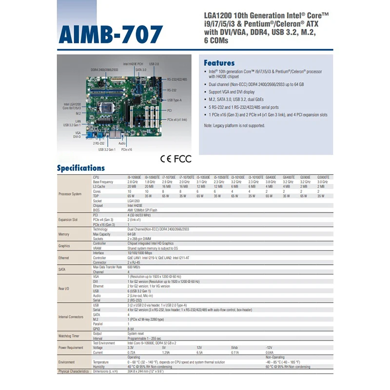 

For Advantech ATX Industrial Control MotherboardBoard H420E Chip 4 AIMB-707 AIMB-707VG-00A1