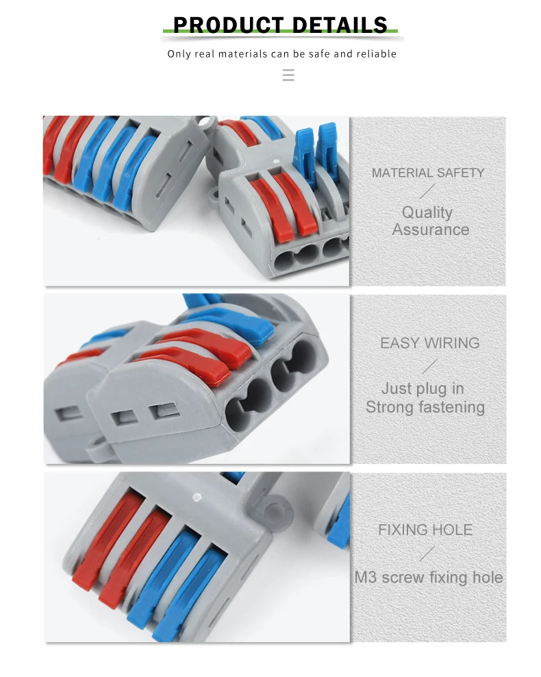 Schnelle elektrische Anschlüsse Universal Compact Push-in Leiter SPL Splitter Verdrahtung Kabel Stecker Butt Terminal Block AWG28-12  13