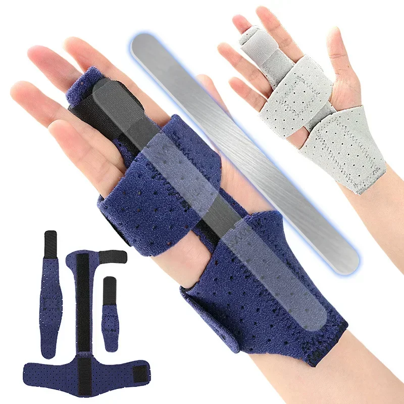 Adjustable Multi-Finger Splint with Thumb Support, Finger Immobilizer Strap for Sports and Recovery finger cot finger sleeve